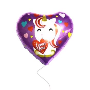 Globo corazón violeta unicornio I love you