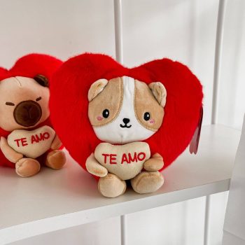 Peluche corazon con cara animalitos