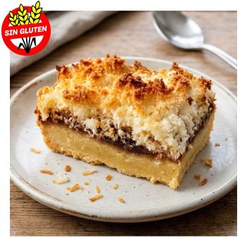 Cuadrado de coco con dulce de leche SIN TACC