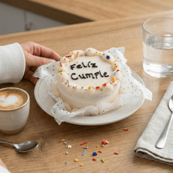 ¡La sorpresa perfecta para celebrar! Nuestra torta individual está elaborada con un bizcochuelo de vainilla súper esponjoso, relleno del más rico dulce de leche. Está cubierta con un suave buttercream, decorada con coloridas granas y la frase "Feliz cumple" para agasajar al cumpleañero en su día. ¡Un detalle dulce e inolvidable!