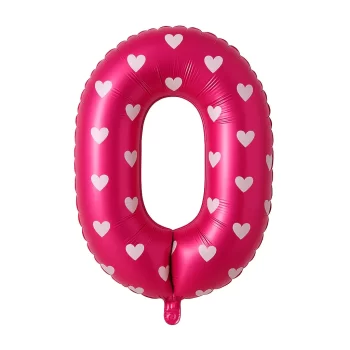 Globo número corazones fucsia 0