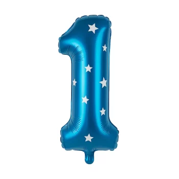Globo número estrellas azul 1