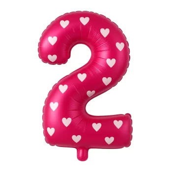 Globo número corazones fucsia 2