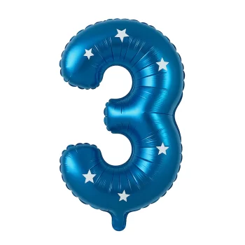 Globo número estrellas azul 3