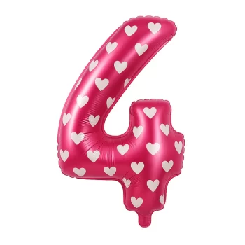 Globo número corazones fucsia 4