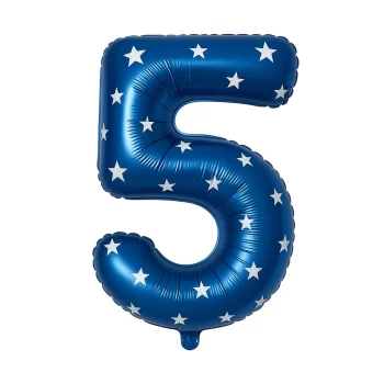 Globo número estrellas azul 5