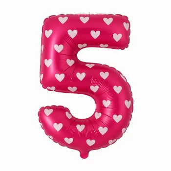 Globo número corazones fucsia 5