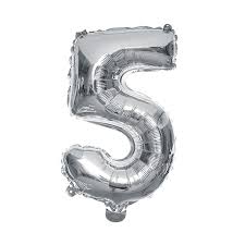 Globo número plateado 5