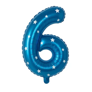 Globo número estrellas azul 6