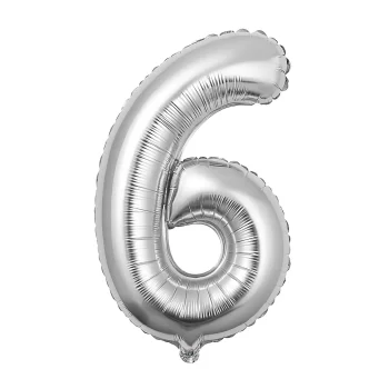 Globo número plateado 6