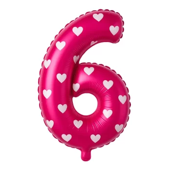 Globo número corazones fucsia 6