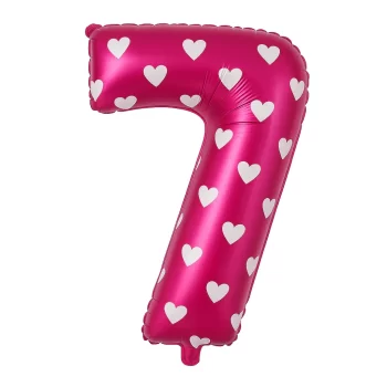 Globo número corazones fucsia 7