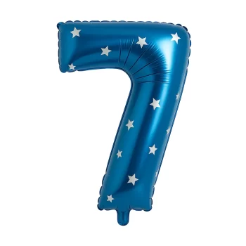 Globo número estrellas azul 7