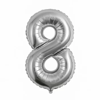 Globo número plateado 8