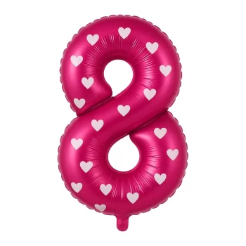 Globo número corazones fucsia 8