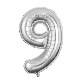 Globo número plateado 9