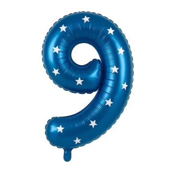 Globo número estrellas azul 9